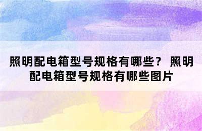 照明配电箱型号规格有哪些？ 照明配电箱型号规格有哪些图片